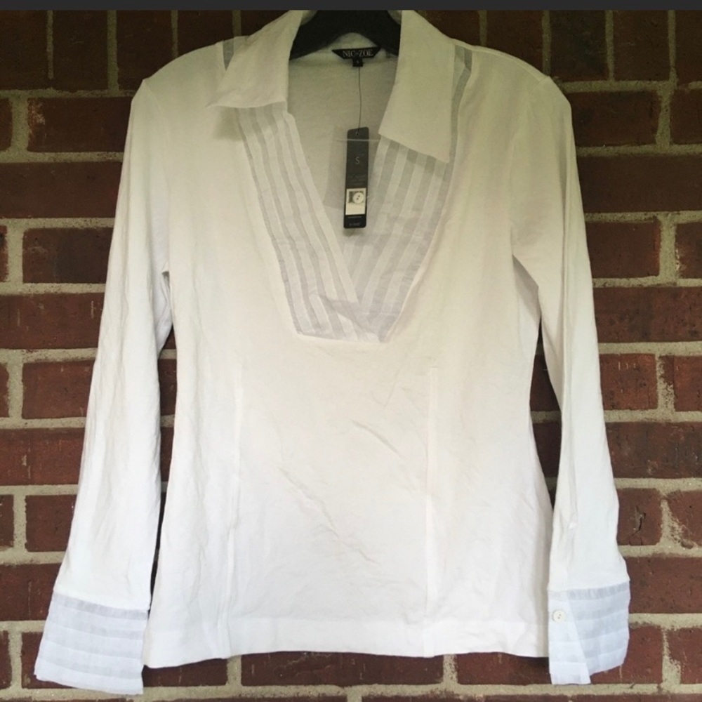 New $118 Nic Zoe White Small Women Blouse - Picture 1 of 8